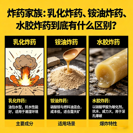 武鸣炸药家族：乳化炸药、铵油炸药、水胶炸药到底有什么区别？